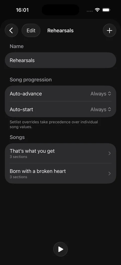 ESTË - METRONOME setlists and song parts